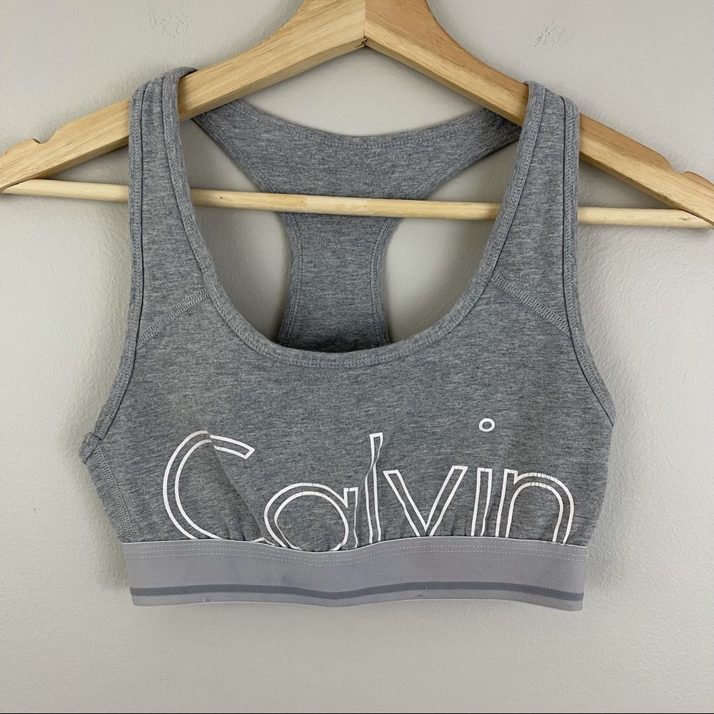 CALVIN KLEIN Grey White Performance Intimates Sports Bra